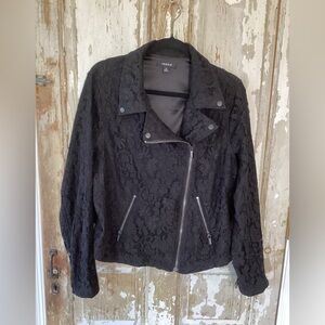 Torrid Black Crochet Lace Moto Jacket - size 2